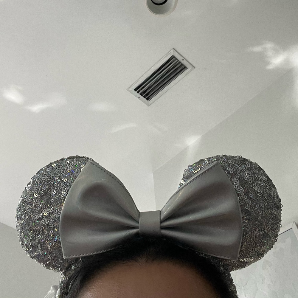 Sparkle silver glitter mickey mouse ears
